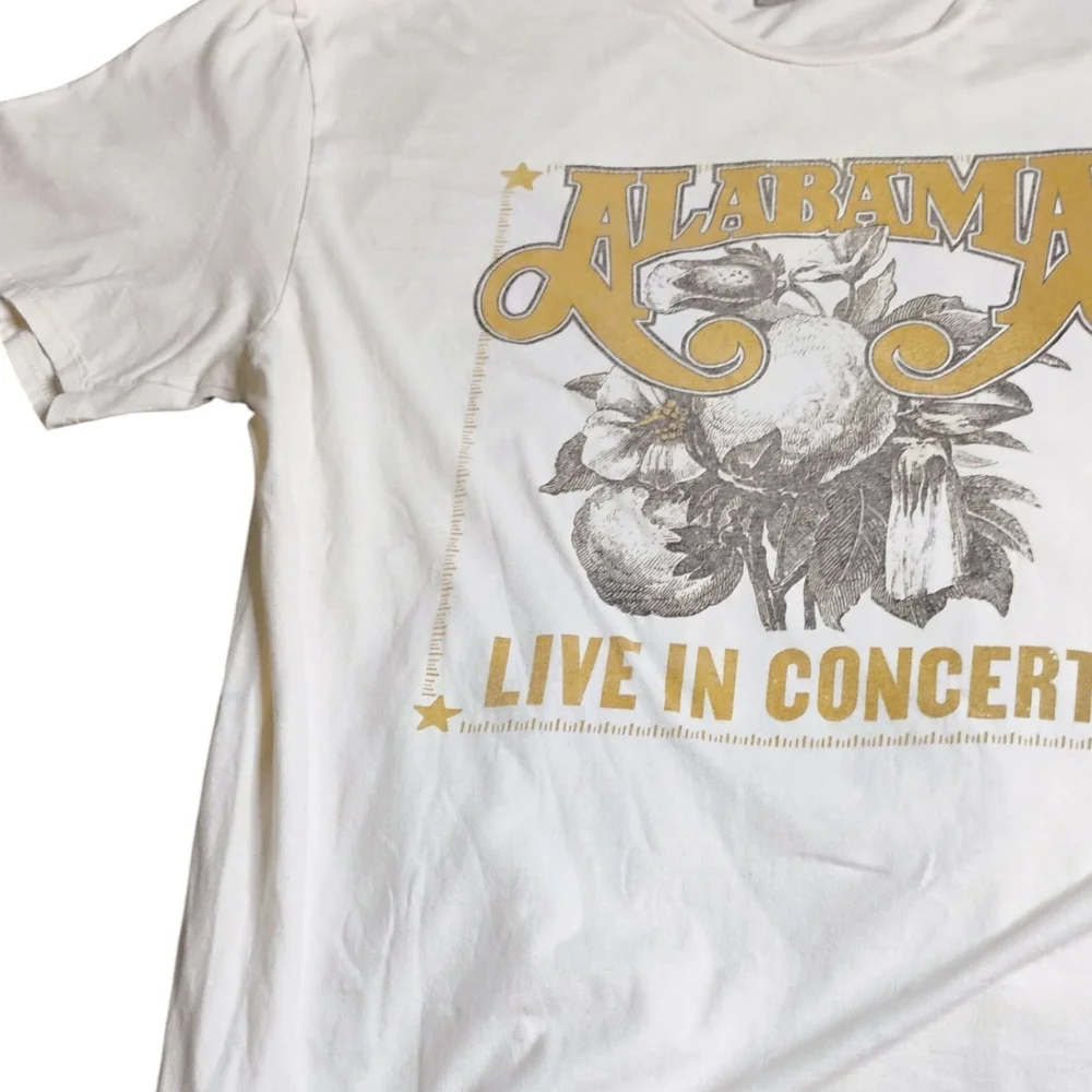 Gildan ALABAMA Live In Concert Vintage Tour Shirt XL Cream Short Sleeve Tee - Picture 7 of 12